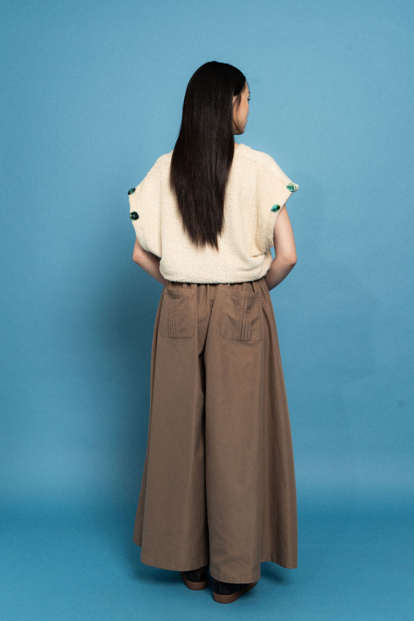 Cream Stretch sleeveless jumper