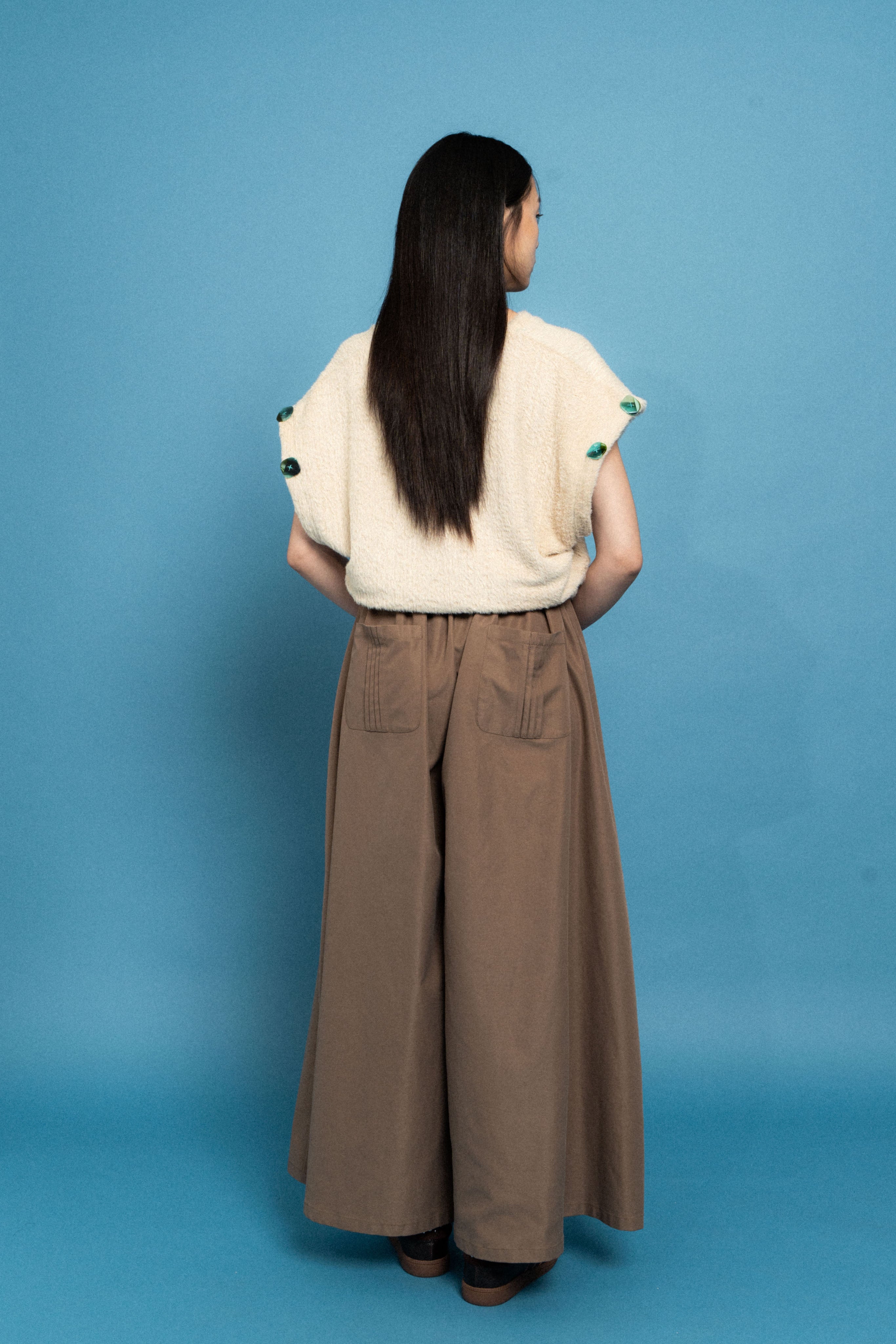 Cream Stretch sleeveless jumper