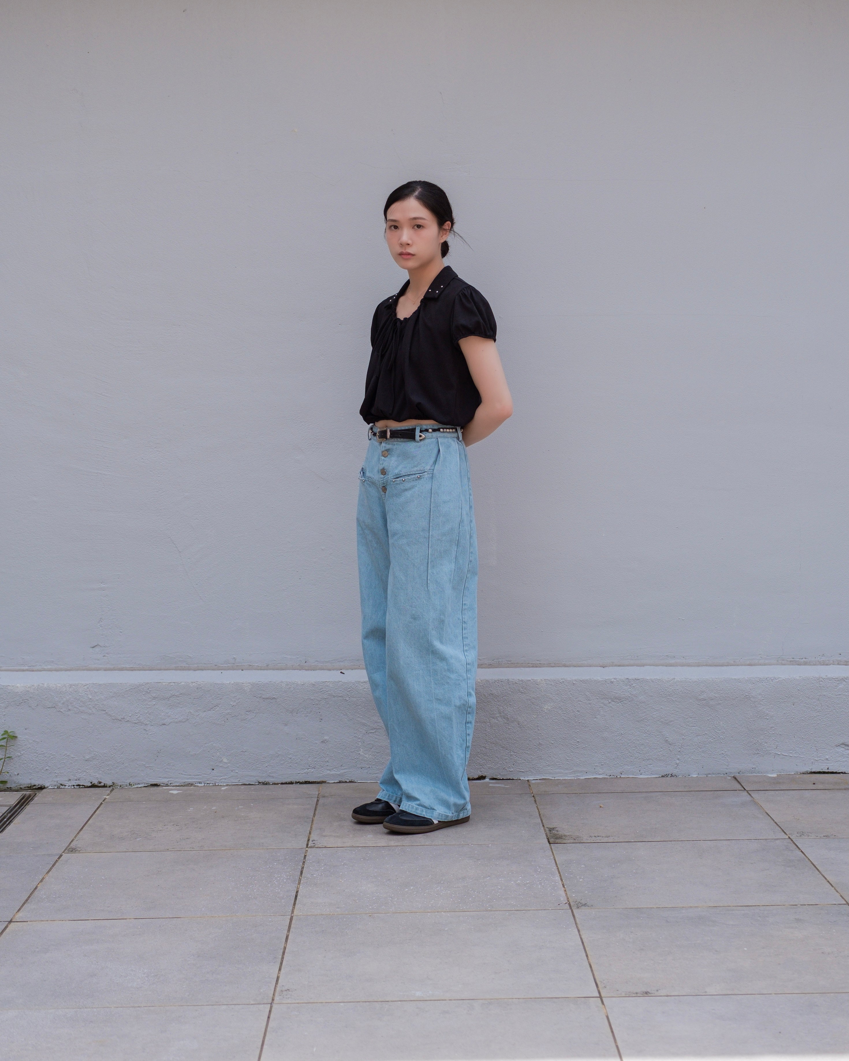 Black Drawstring Polo Shirt