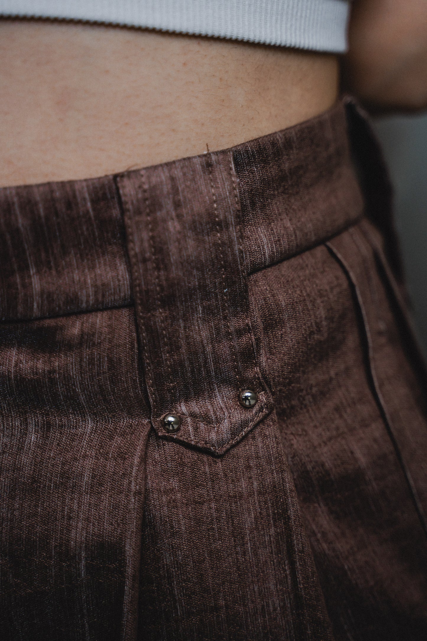 LINEN STRAIGHT STIFF TROUSERS
