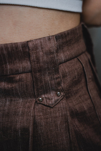 LINEN STRAIGHT STIFF TROUSERS