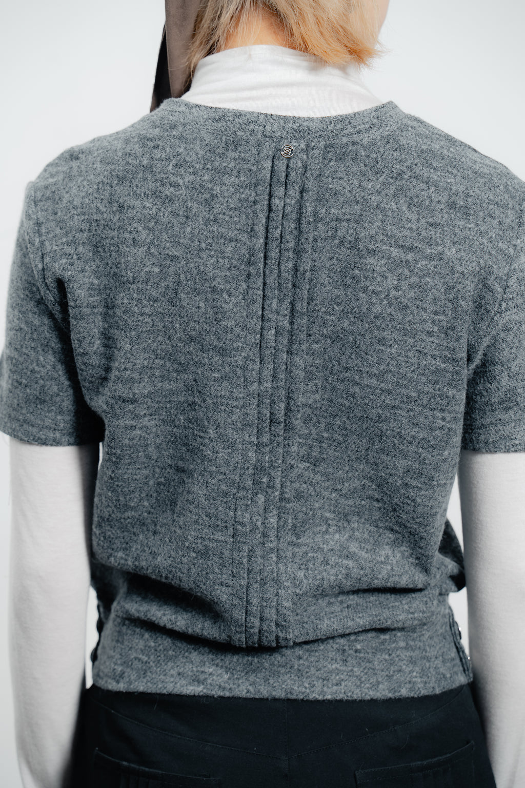 Grey Wool Short Sleeve Jumper