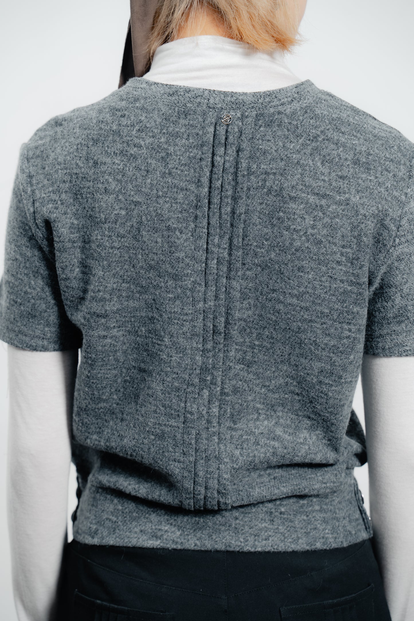 Gray Wool Short Sleeve Jumper