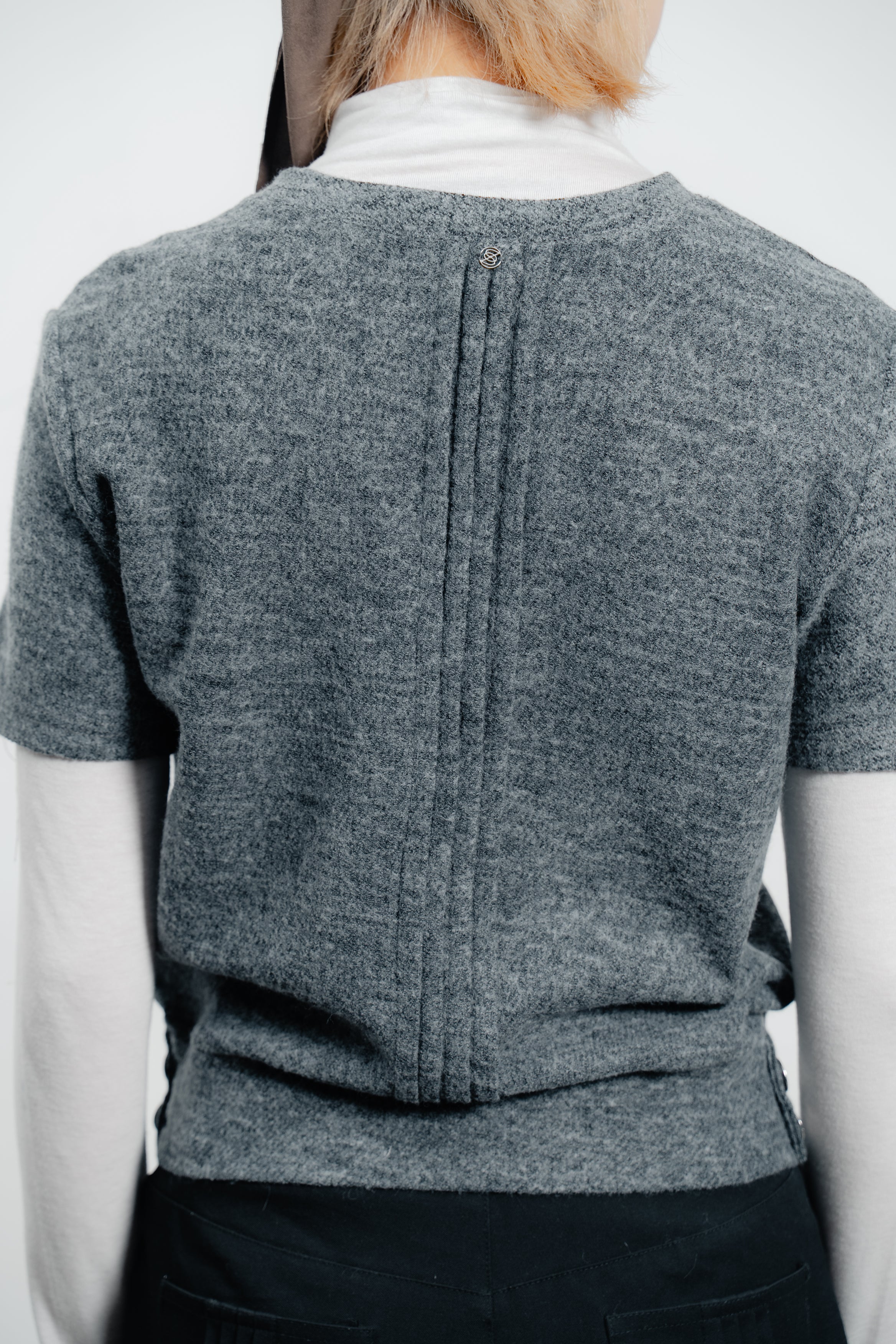 Grey Wool Short Sleeve Jumper