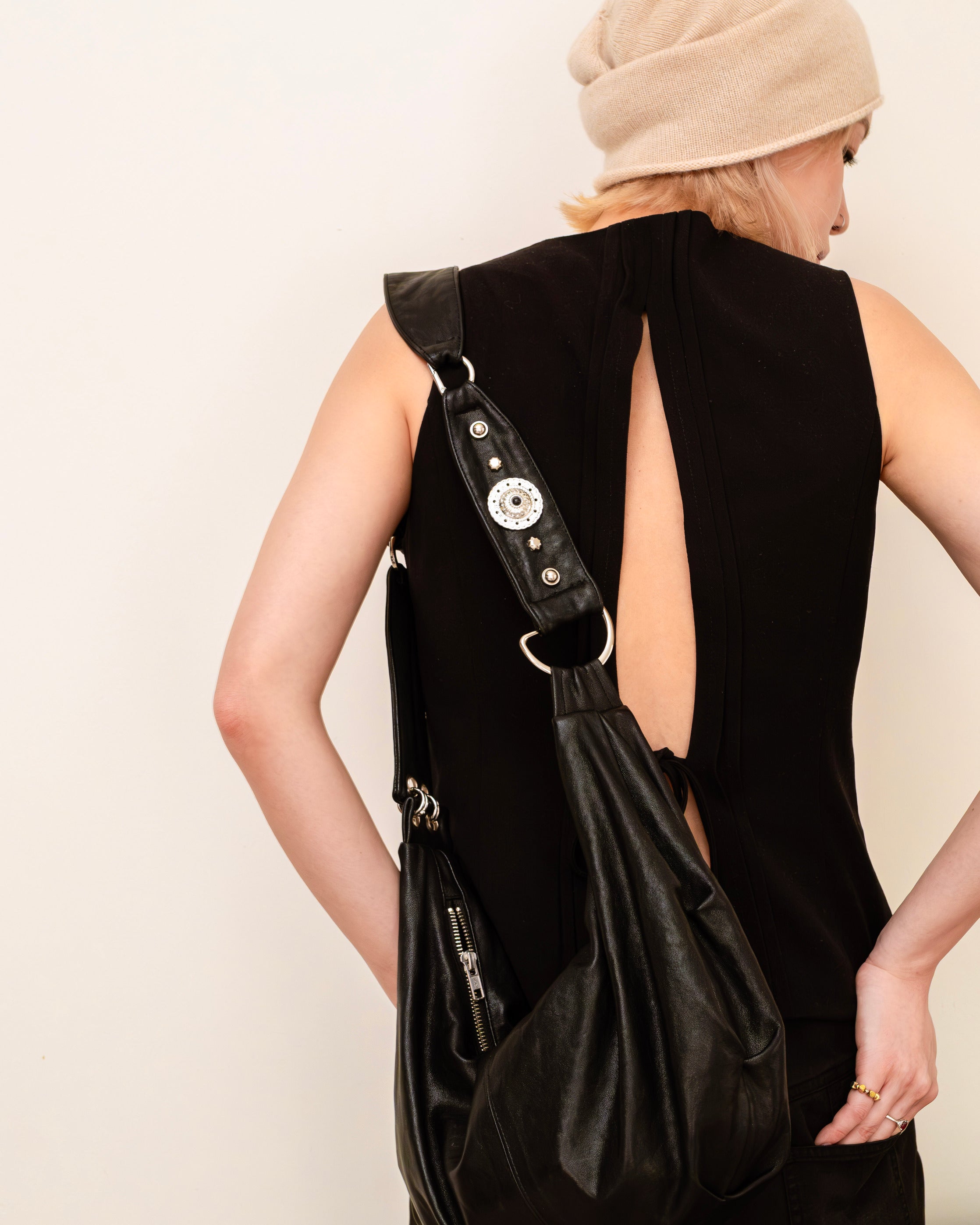 Black-open back Vest