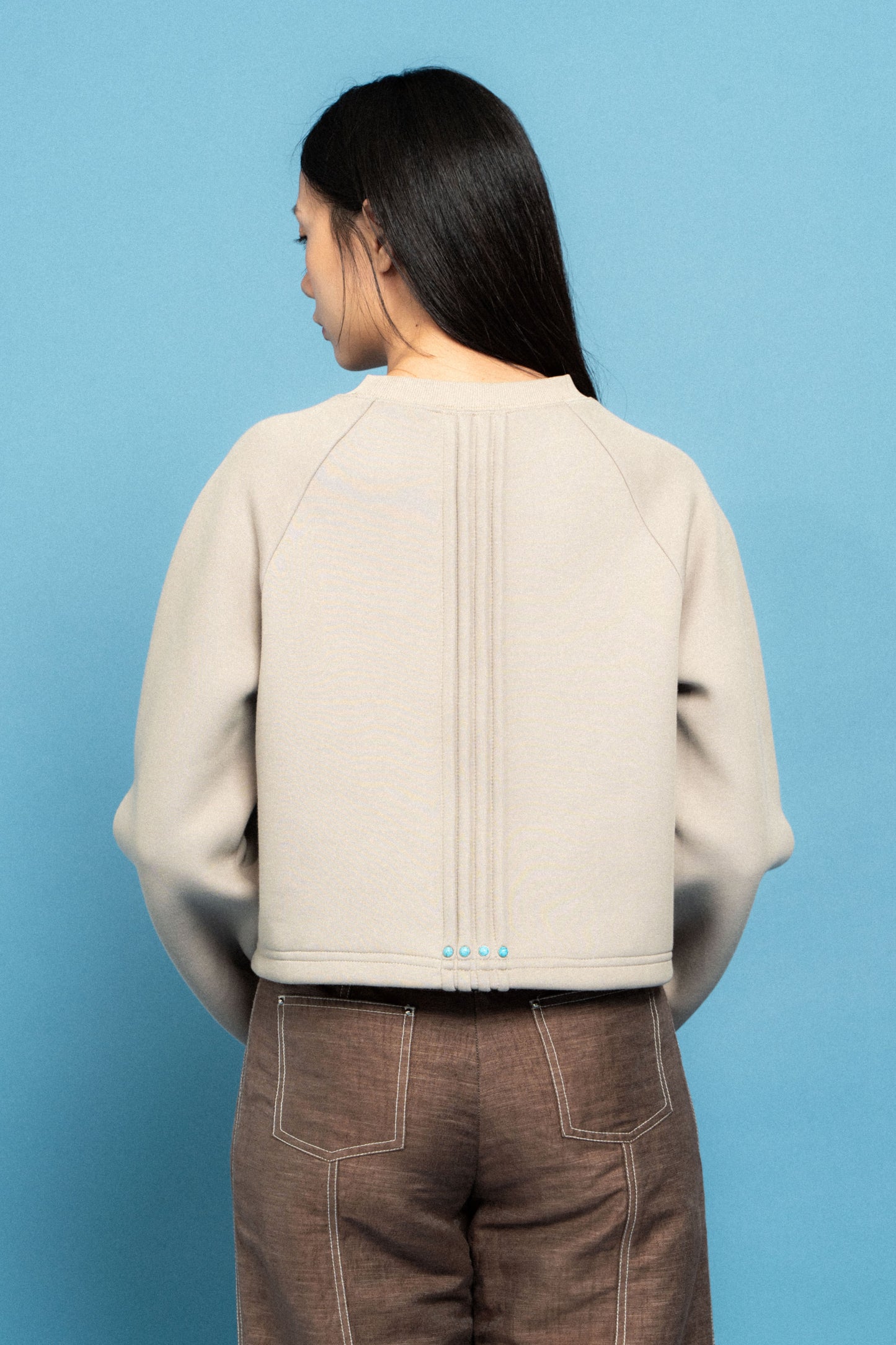 Cream Sleeve Crop Sweatshirt