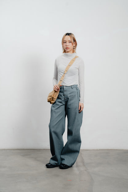 Denim Curved Trousers