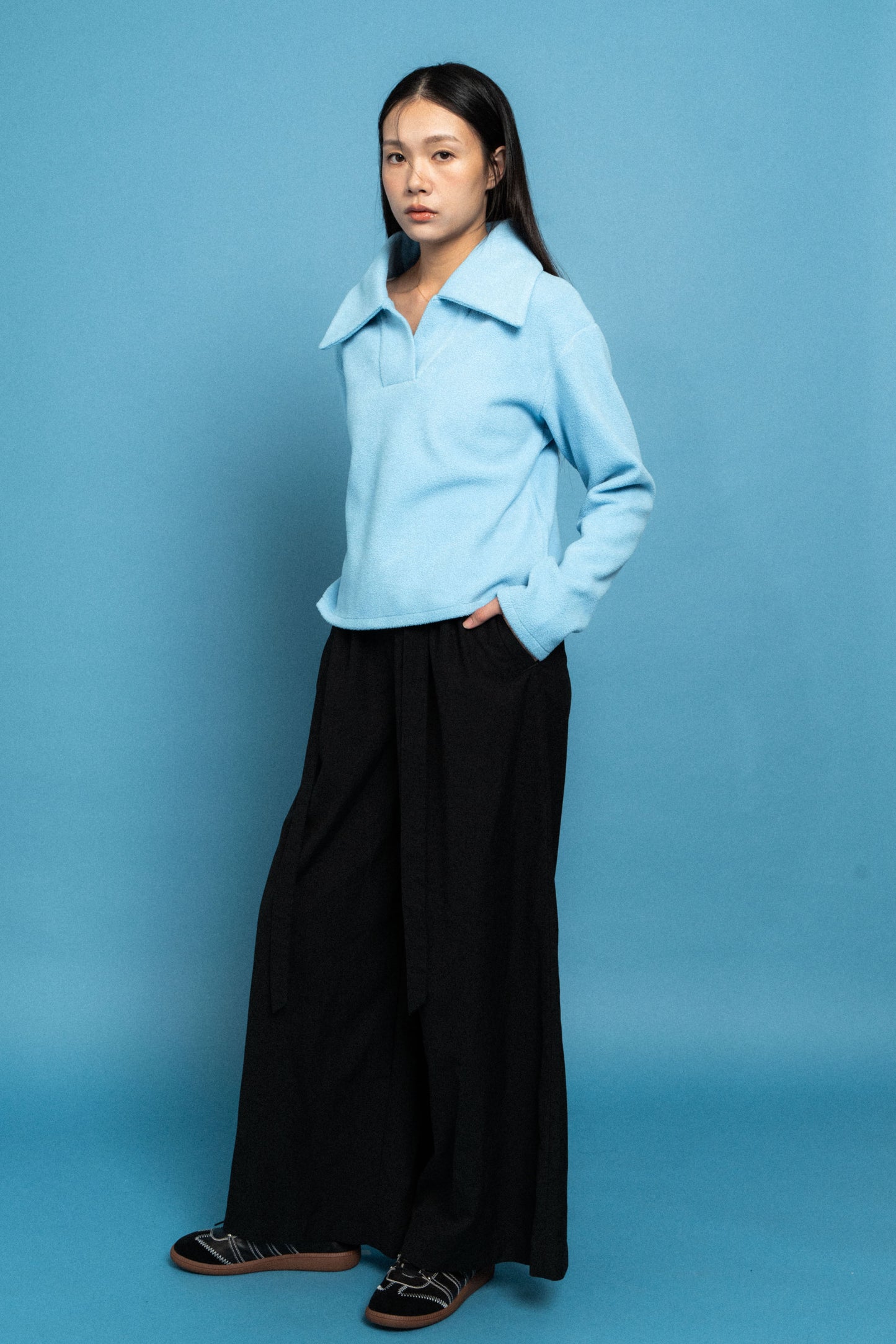 Blue Half-Zip Polo Sweater