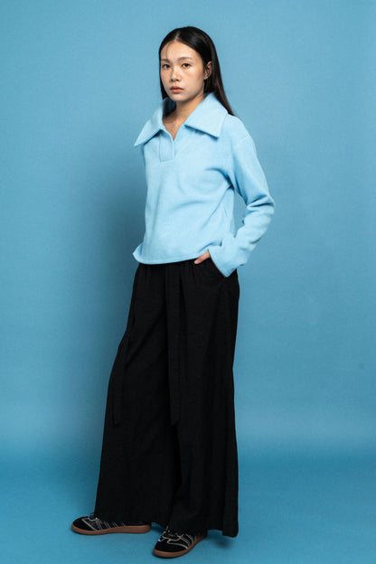 Blue Half-Zip Polo Sweater