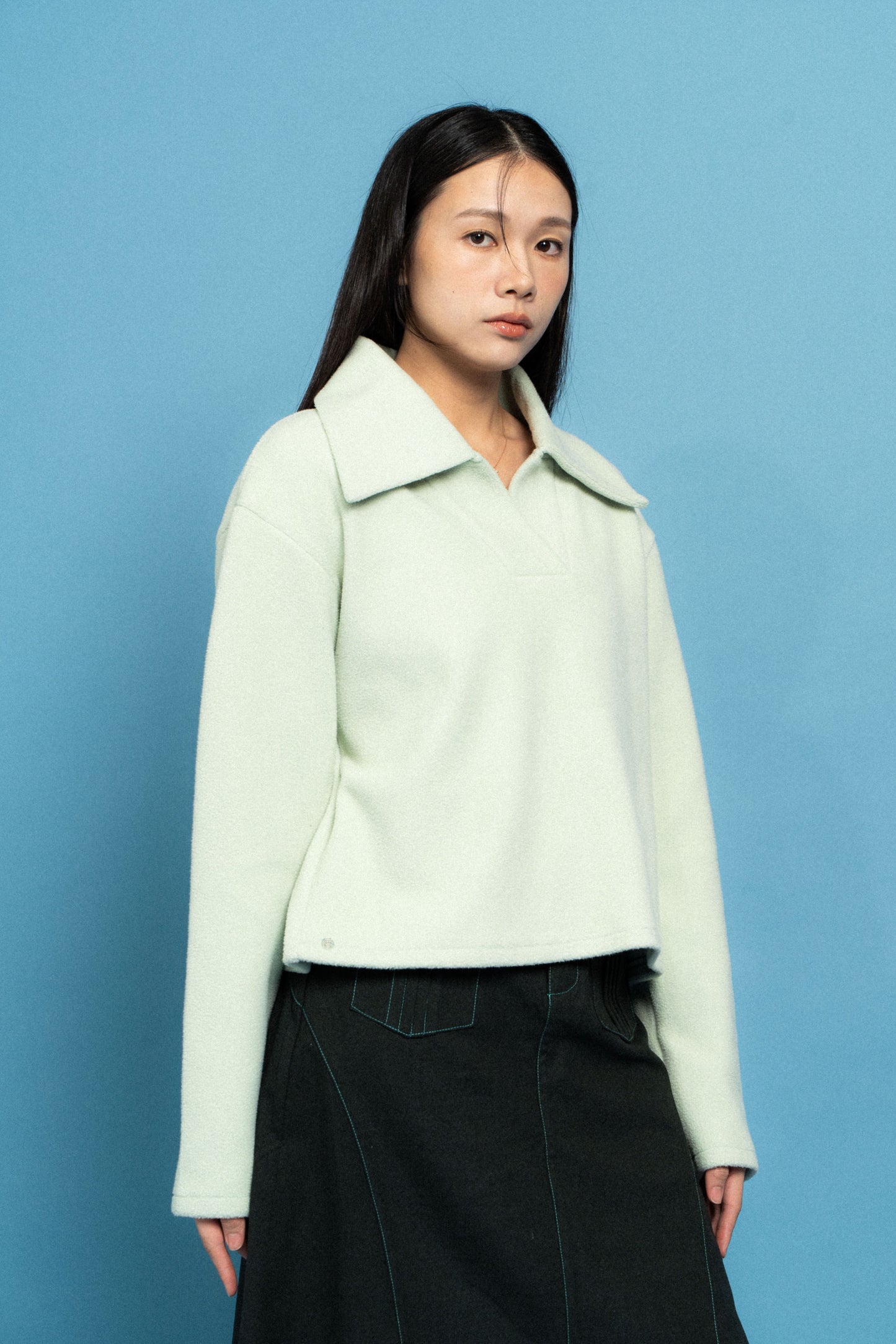 Mint Green Half-Zip Polo Sweater