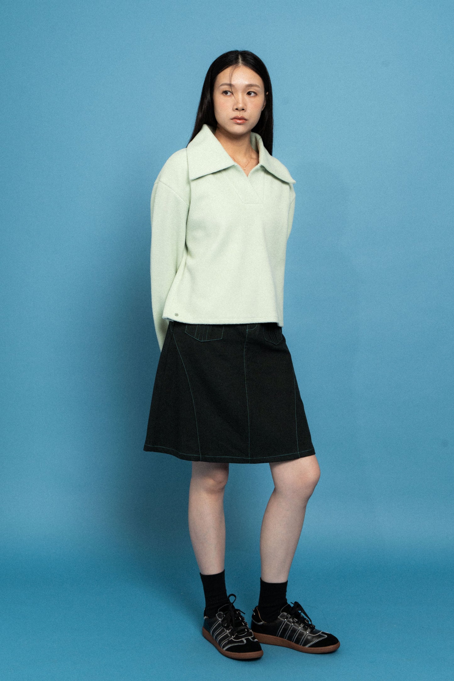 Mint Green Half-Zip Polo Sweater