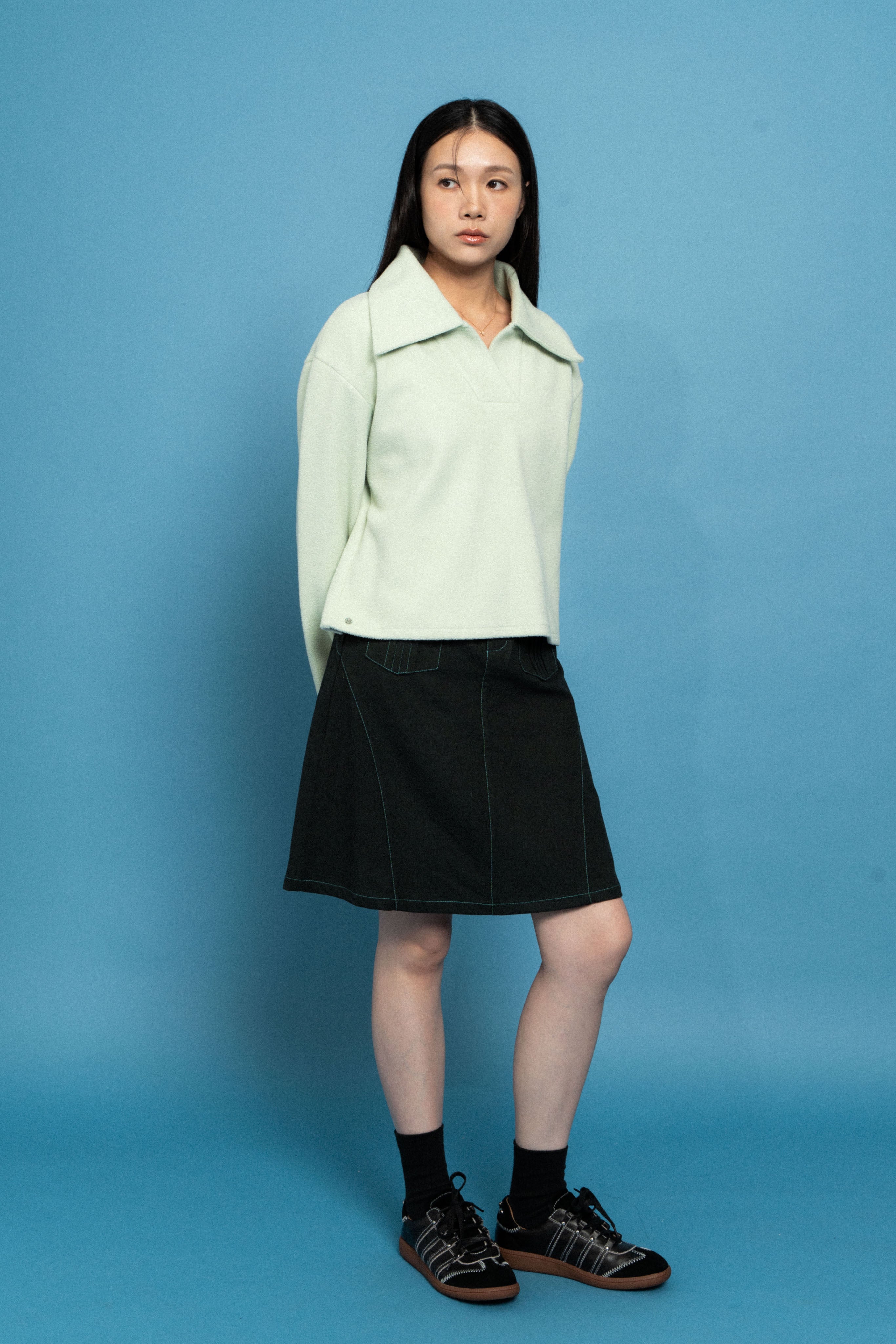 Mint Green Half-Zip Polo Sweater