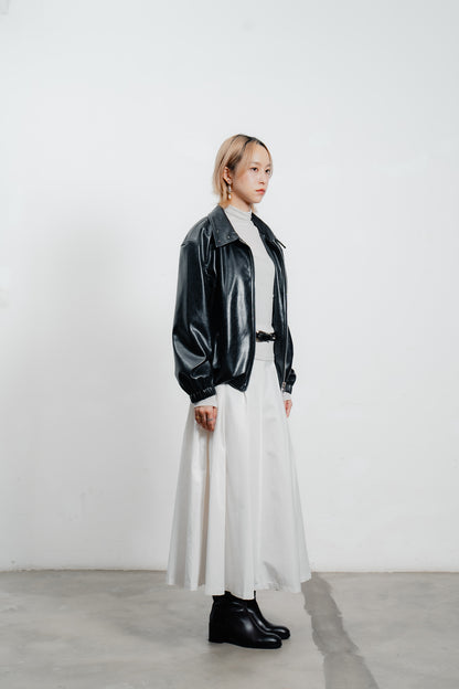 Black Leather Bomber Jacket