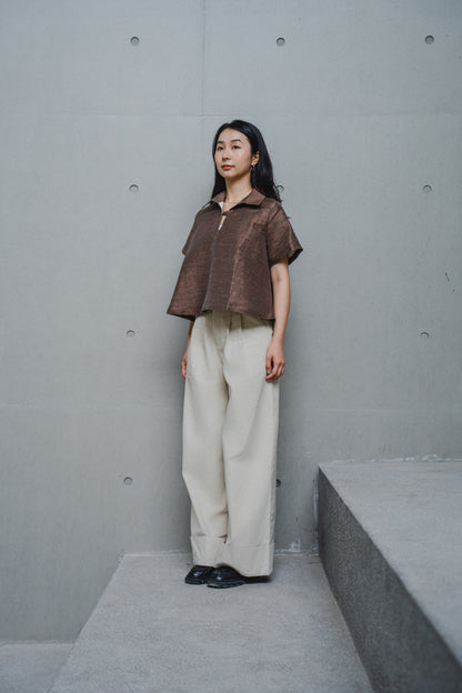 BOXY LINEN POLO SHIRT