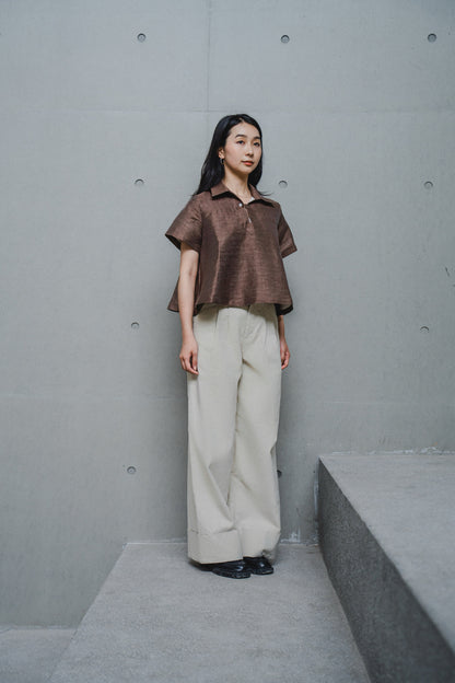 BOXY LINEN POLO SHIRT