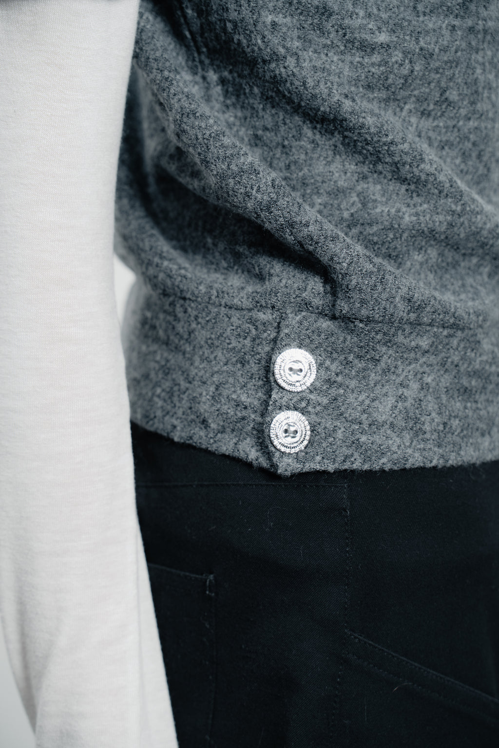 Grey Wool Short Sleeve Jumper