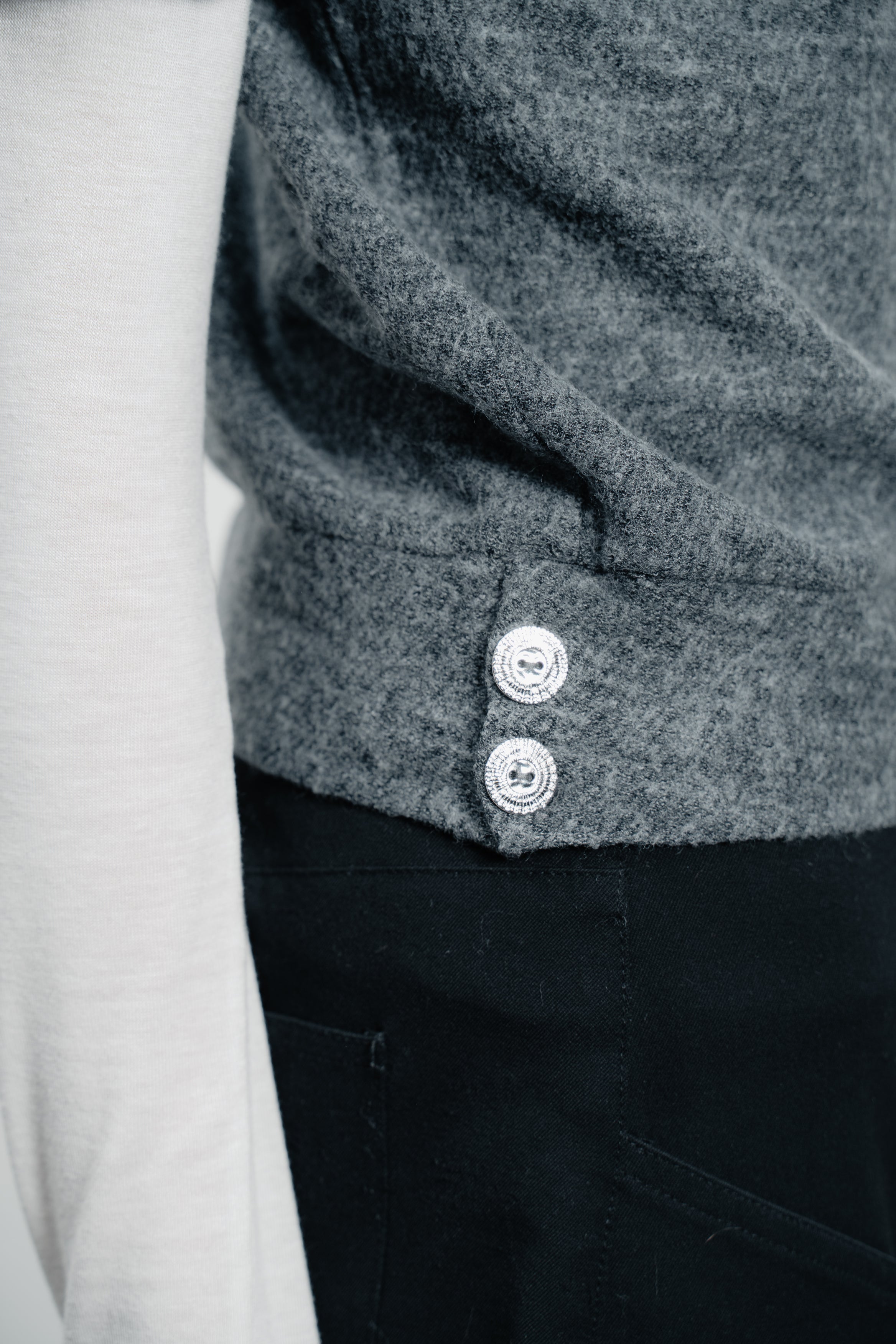 Grey Wool Short Sleeve Jumper