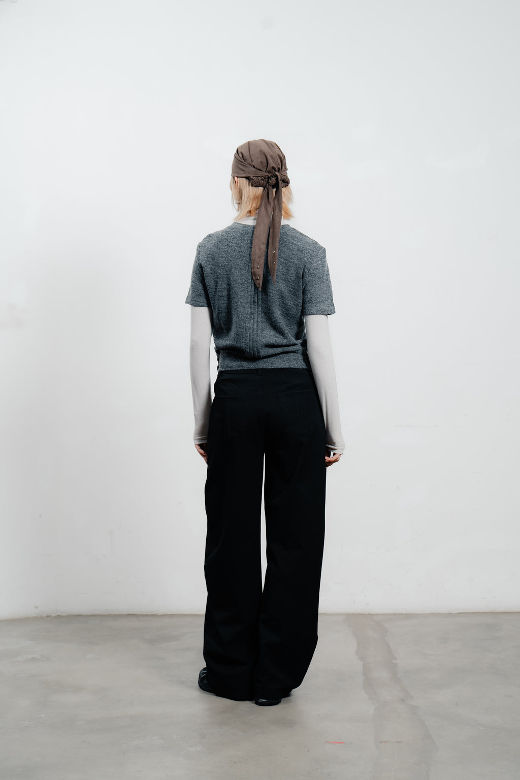 Grey Wool Short Sleeve Jumper