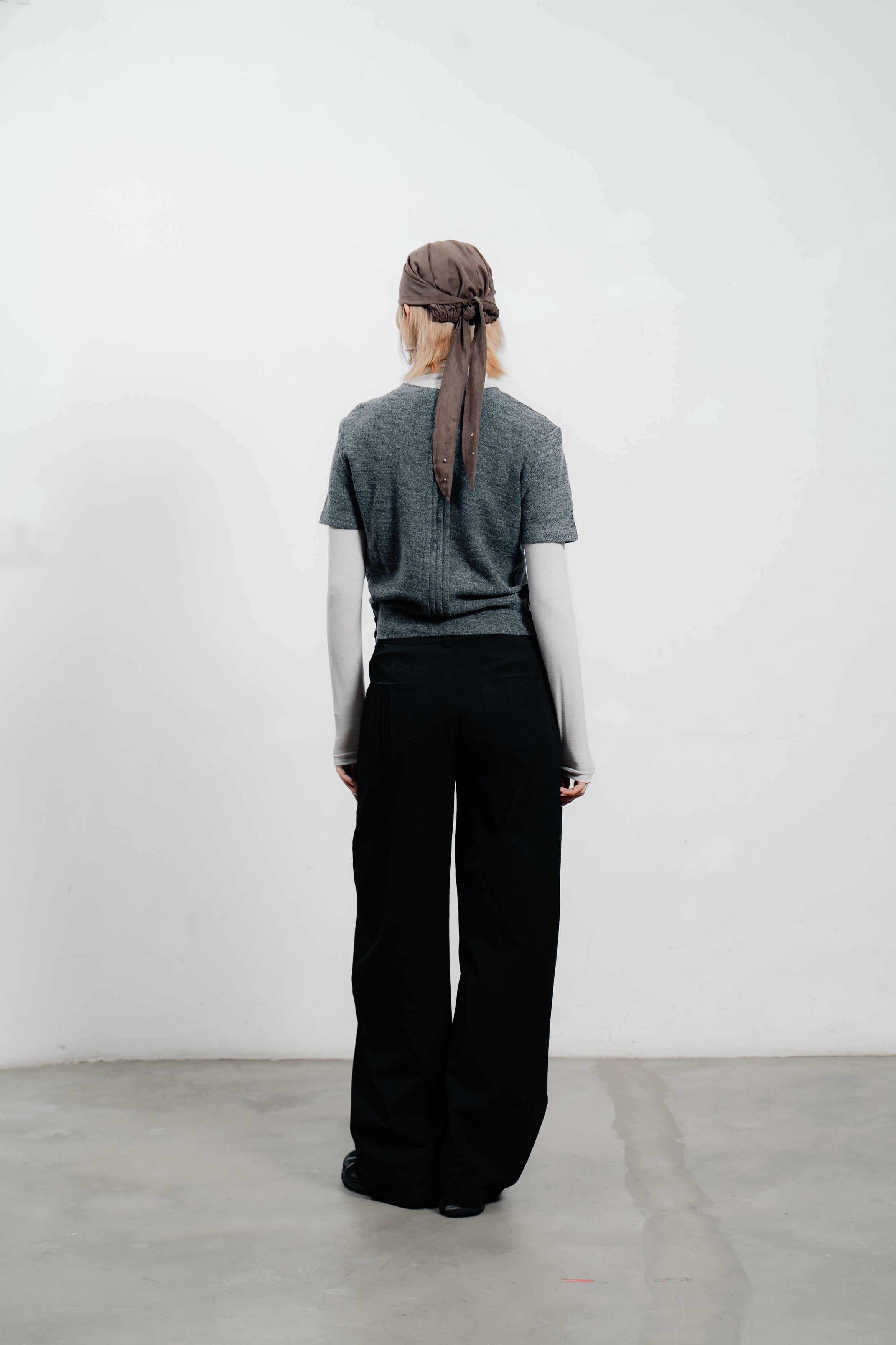 Grey Wool Short Sleeve Jumper