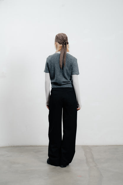 Gray Wool Short Sleeve Jumper