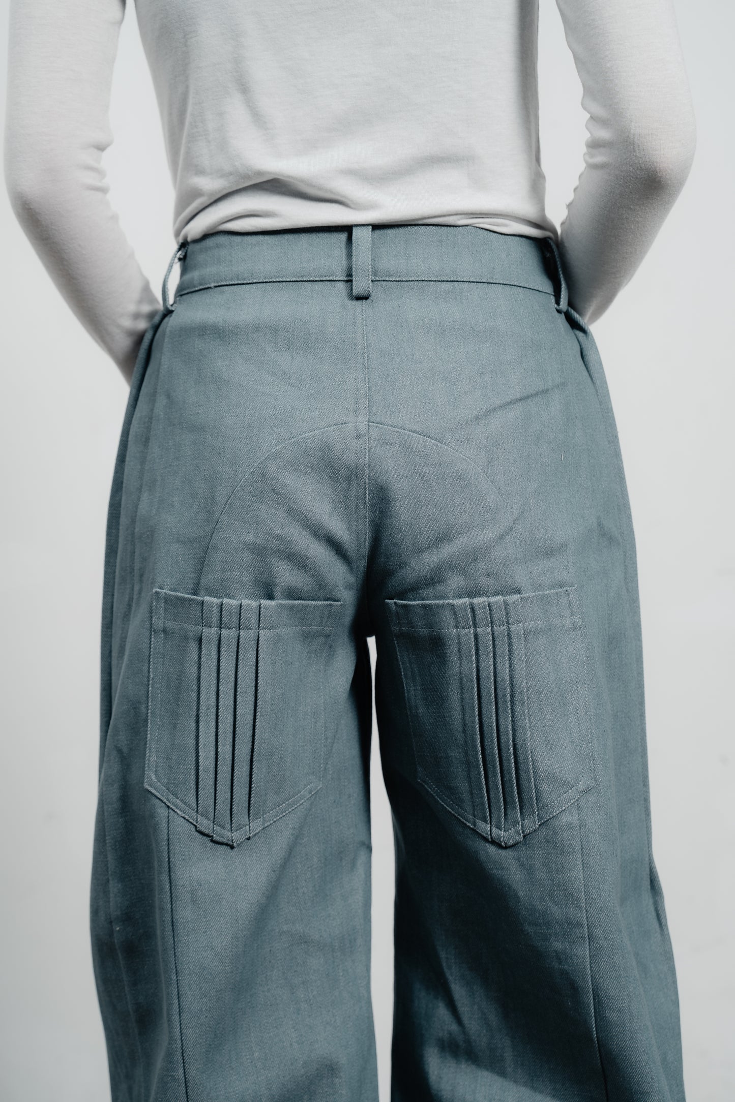 Denim Curved Trousers