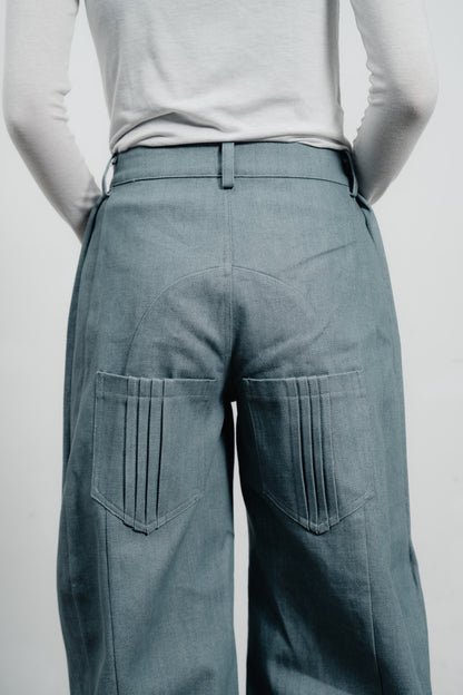 Denim Curved Trousers