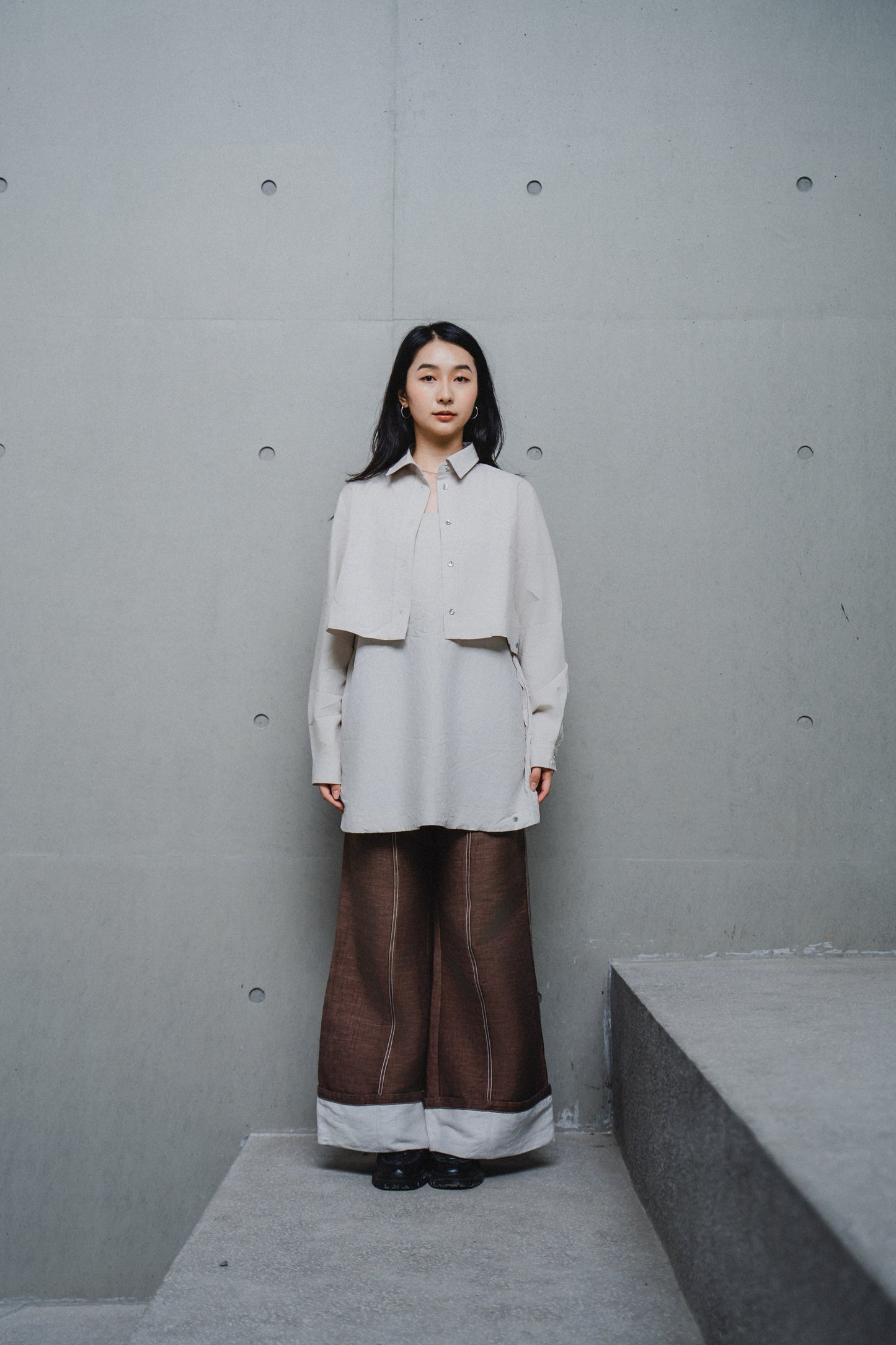 LAYERED TRAPEZE SHIRT DRESS