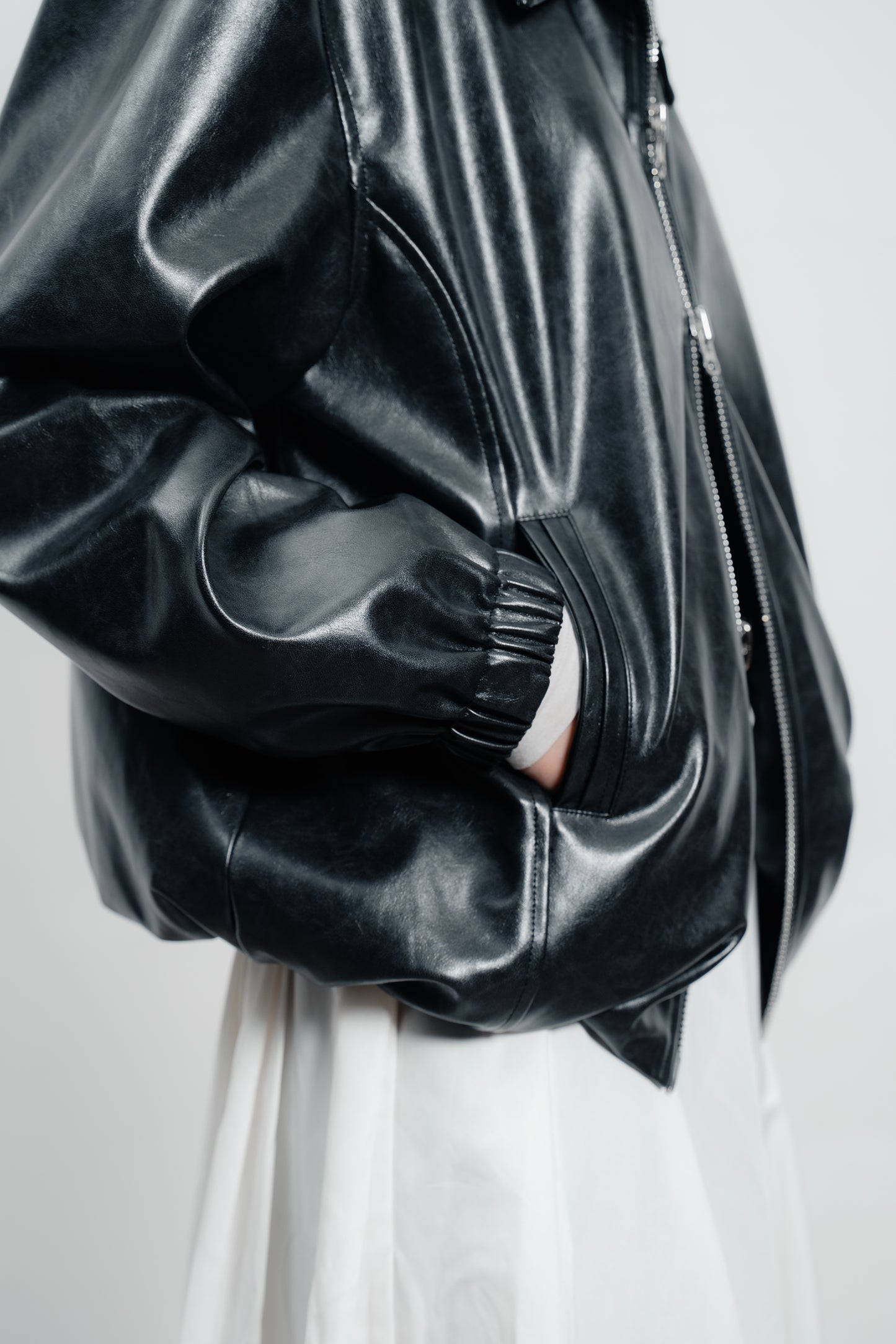Black Leather Bomber Jacket