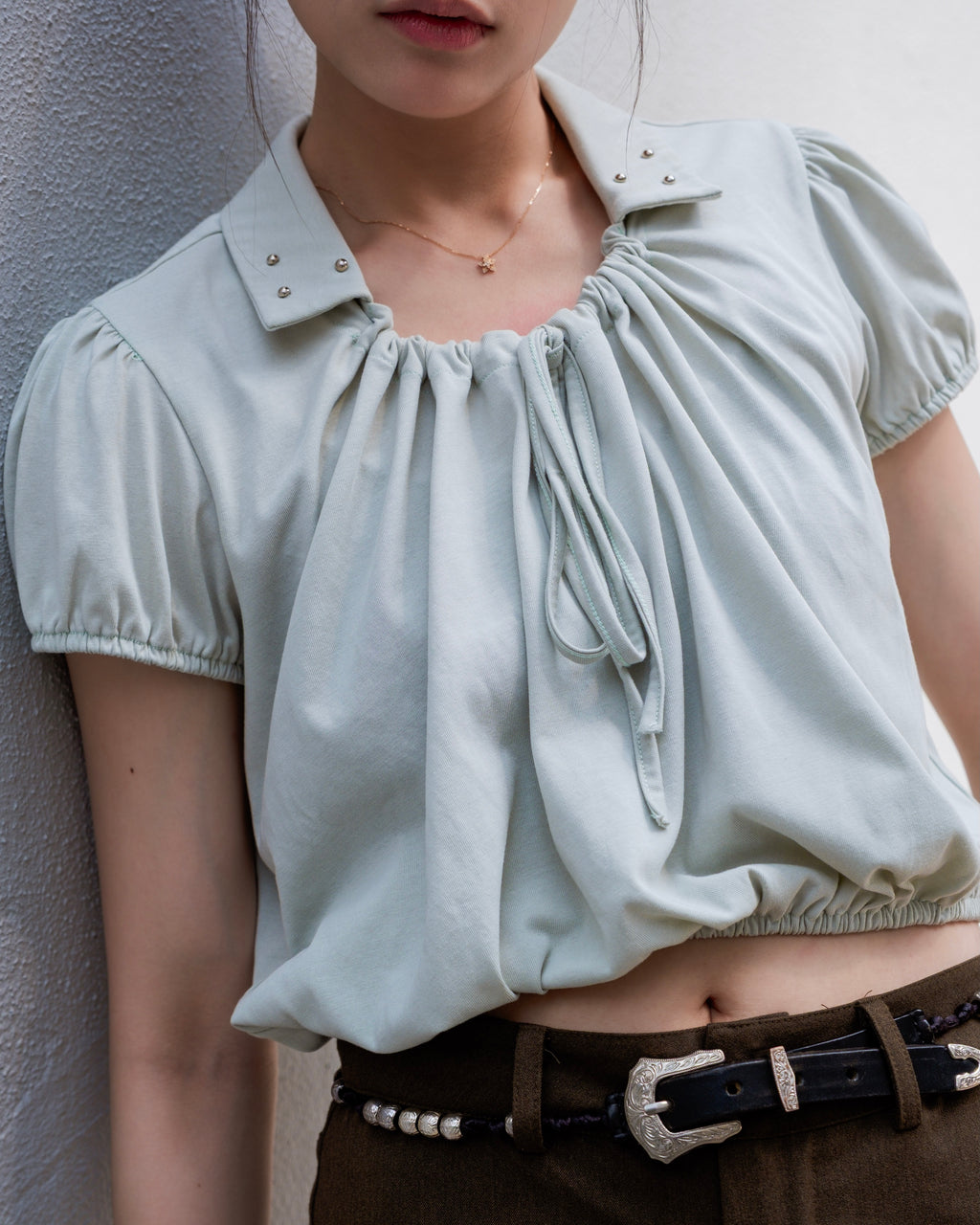 Aqua Drawstring Polo Shirt