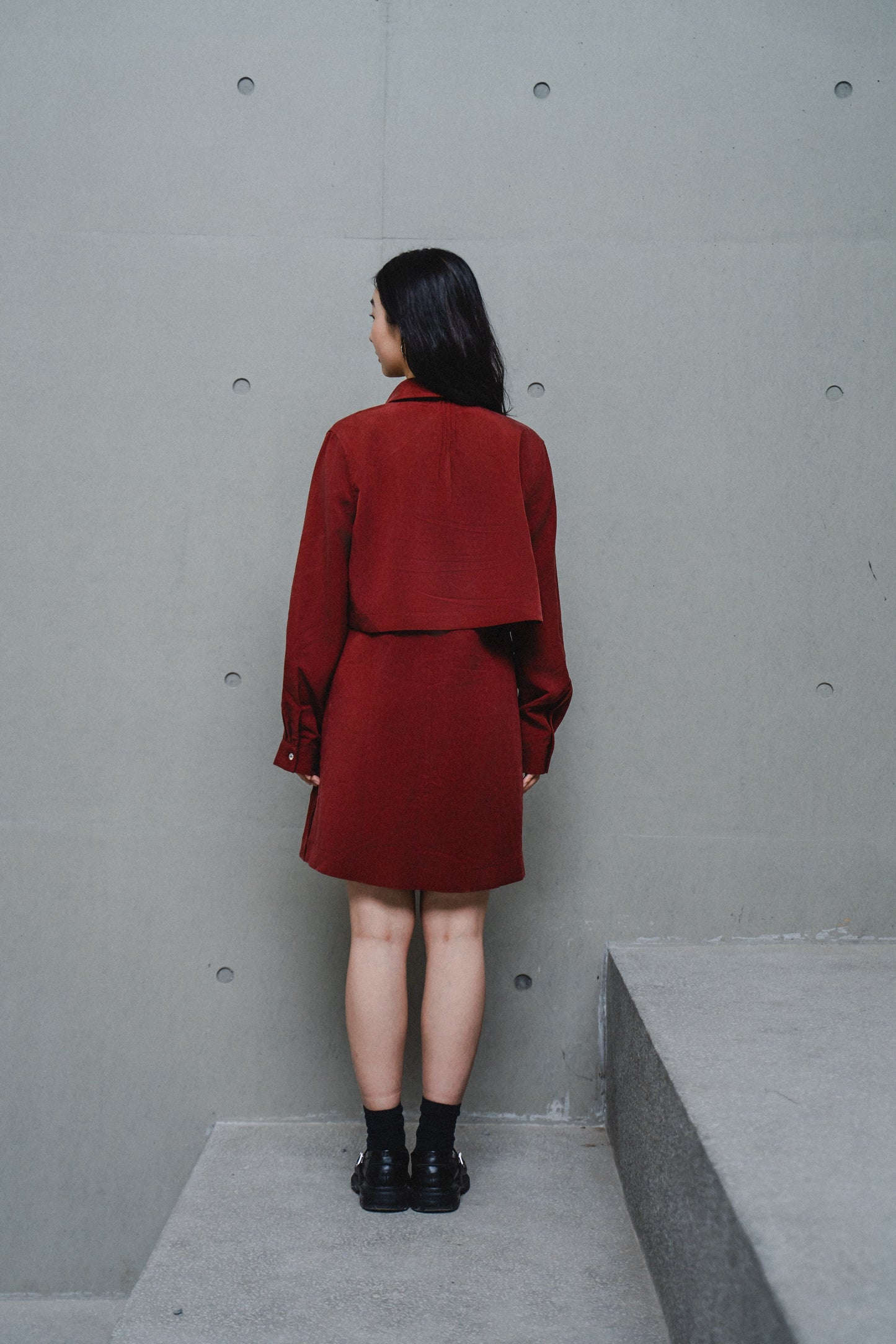 LAYERED TRAPEZE SHIRT DRESS