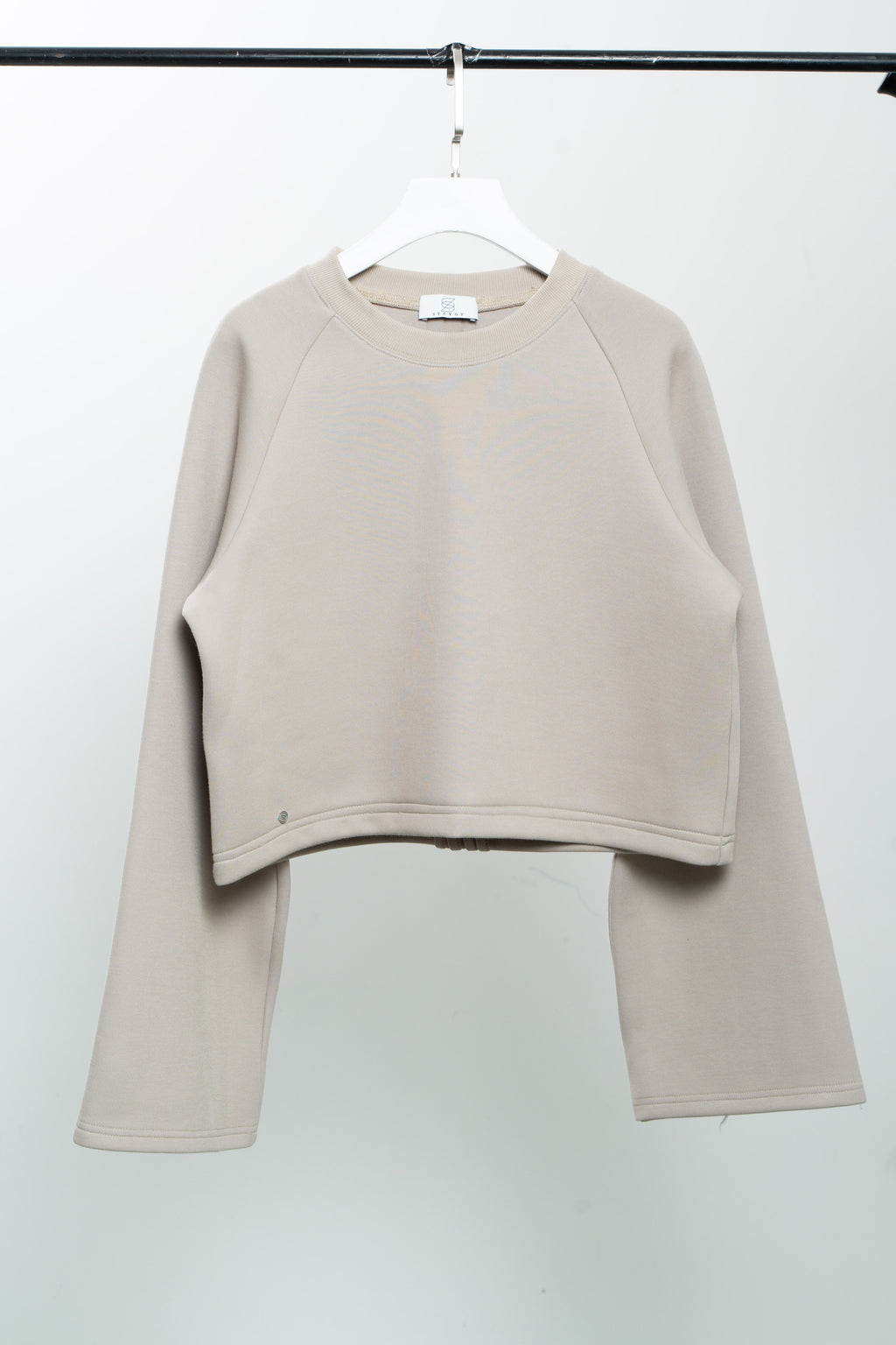 Cream Sleeve Crop Sweatshirt