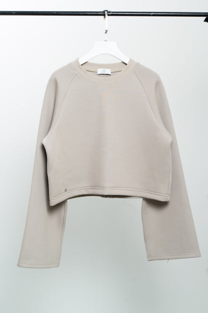 Cream Sleeve Crop Sweatshirt