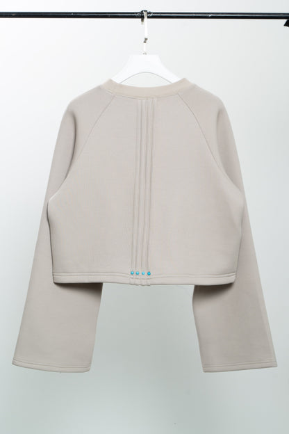 Cream Sleeve Crop Sweatshirt