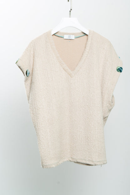 Cream Stretch sleeveless jumper