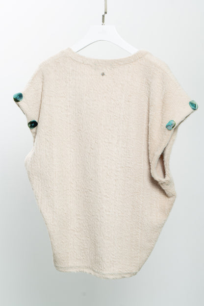 Cream Stretch sleeveless jumper