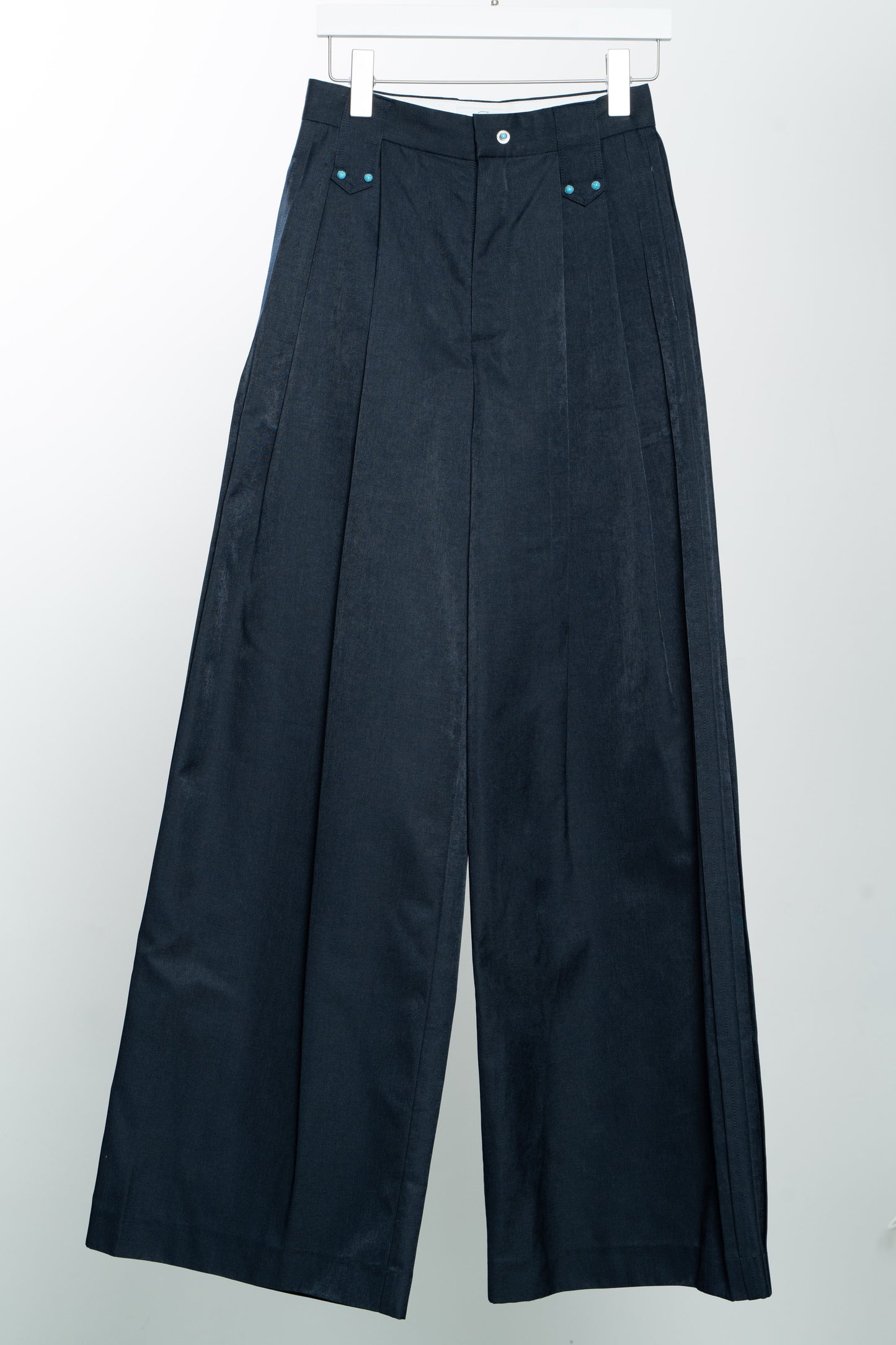 Navy Straight stiff trousers