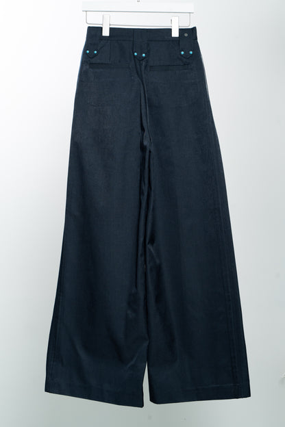 Navy Straight stiff trousers