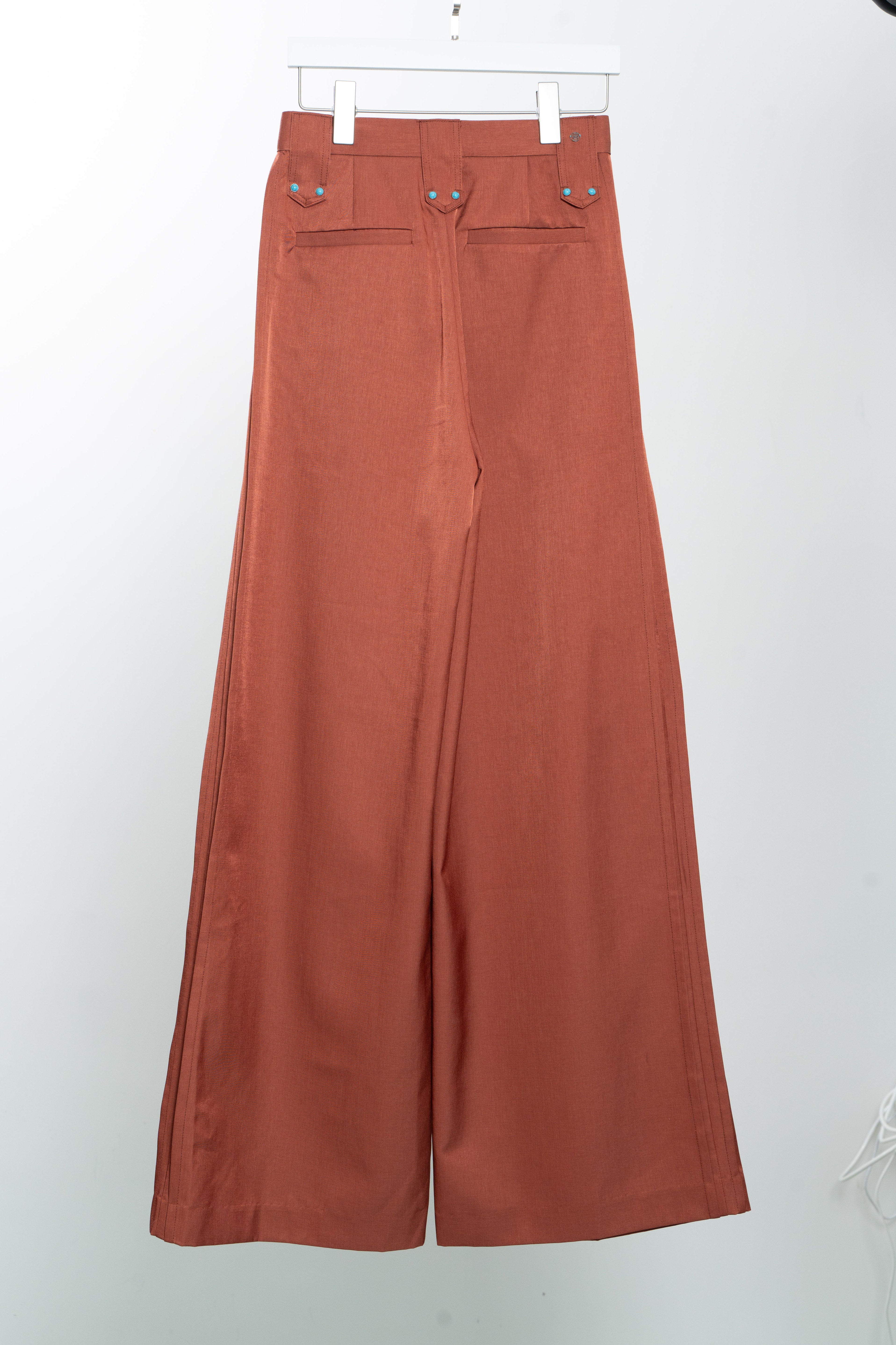 Red Straight stiff trousers