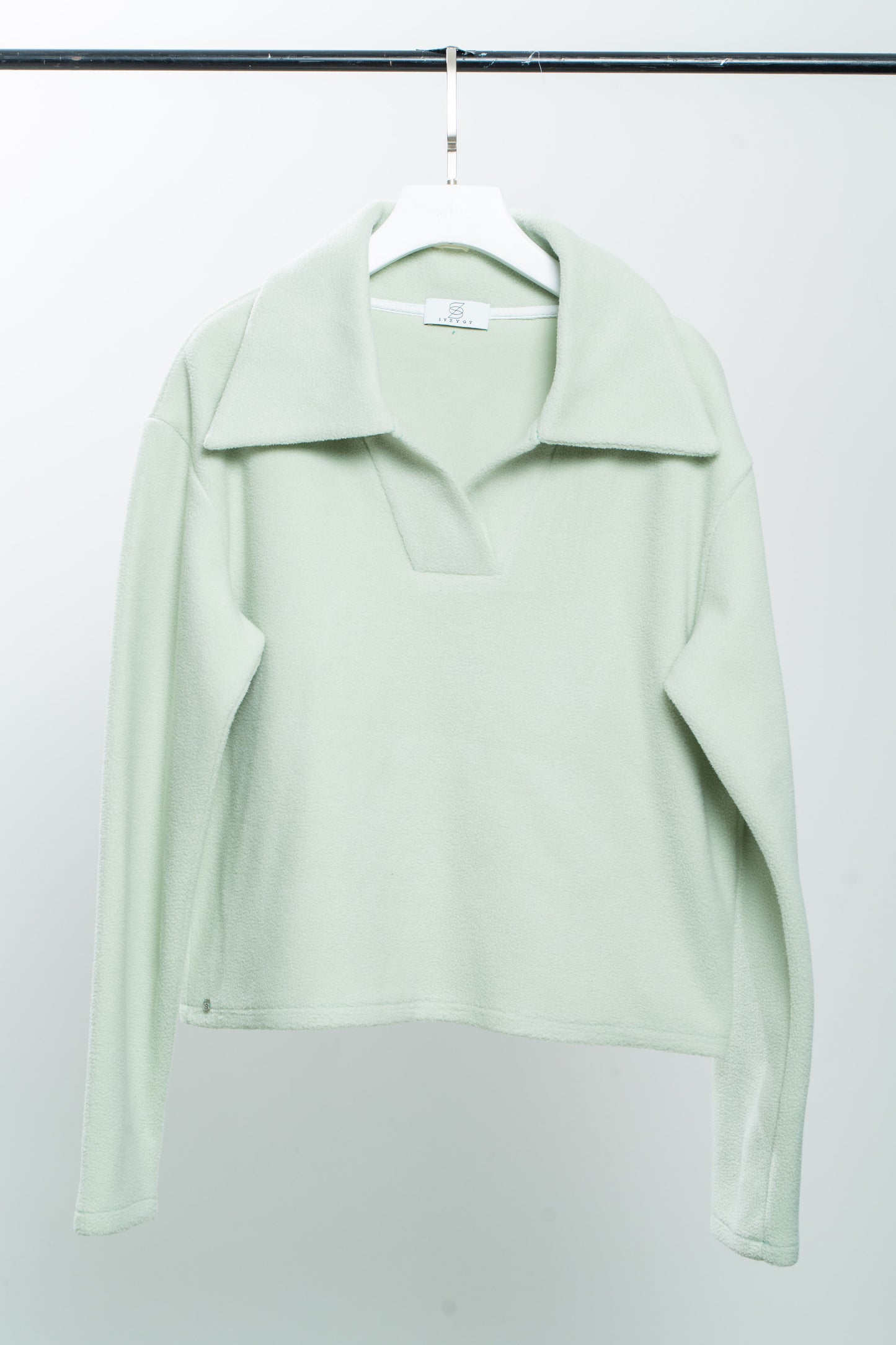 Mint Green Half-Zip Polo Sweater