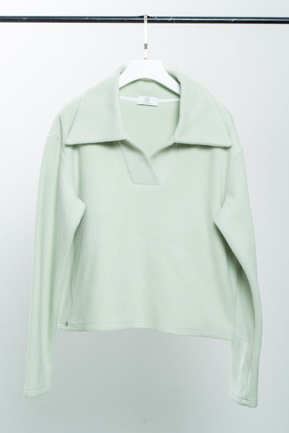 Mint Green Half-Zip Polo Sweater