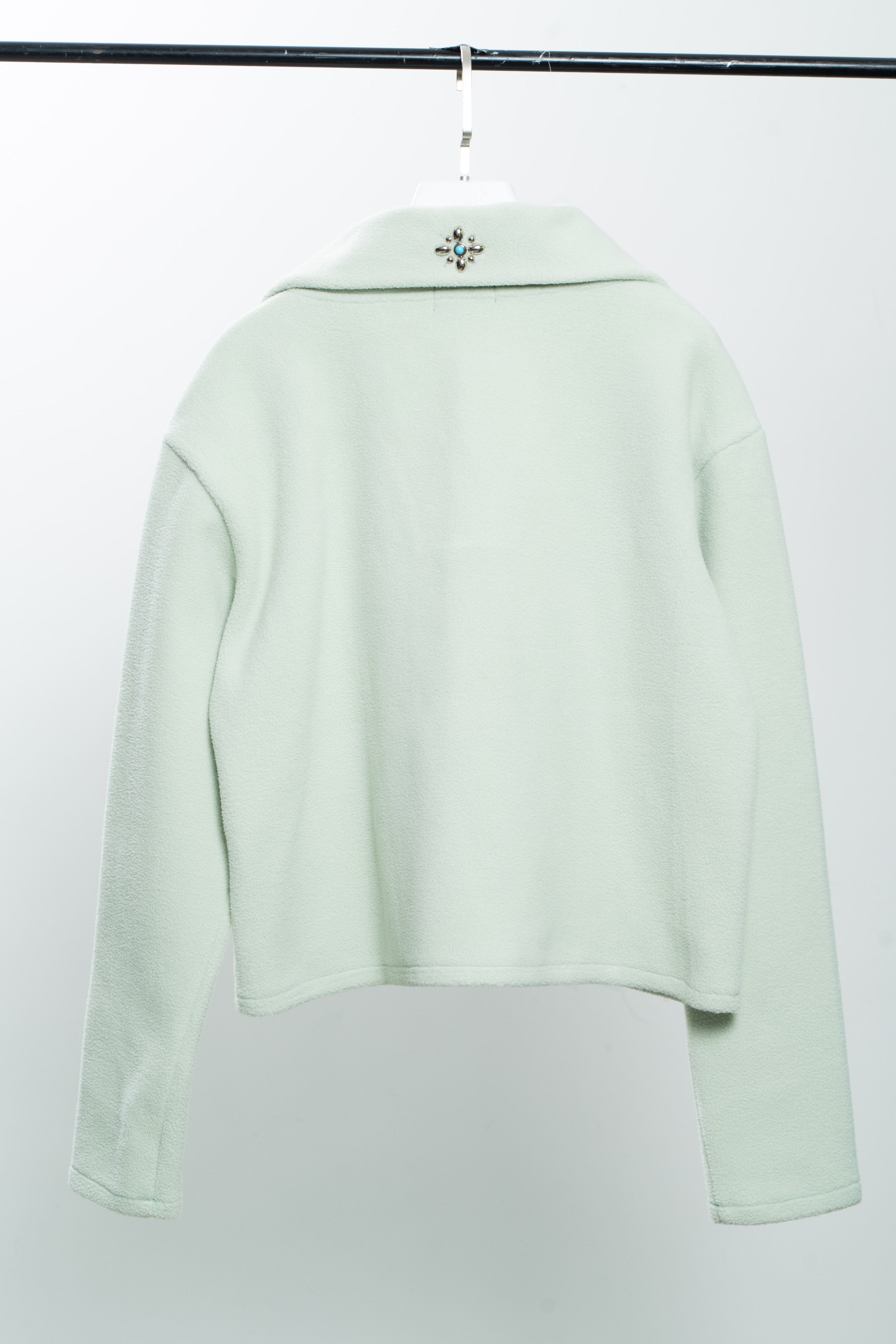 Mint Green Half-Zip Polo Sweater