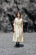 Yellow Sleeveless Twist-Front Dress With Back Detail