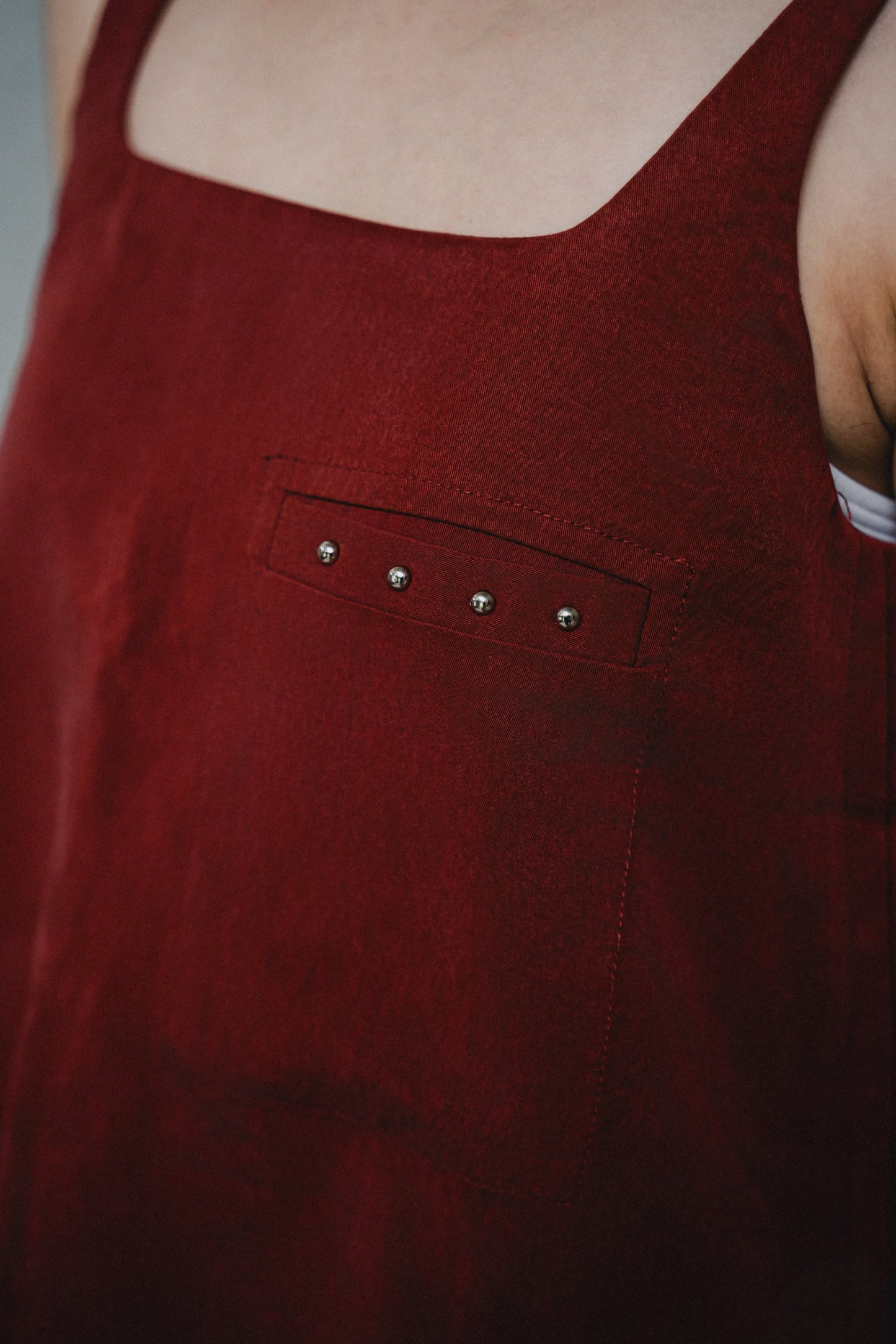 CONTRAST-PANEL RED MINI DRESS