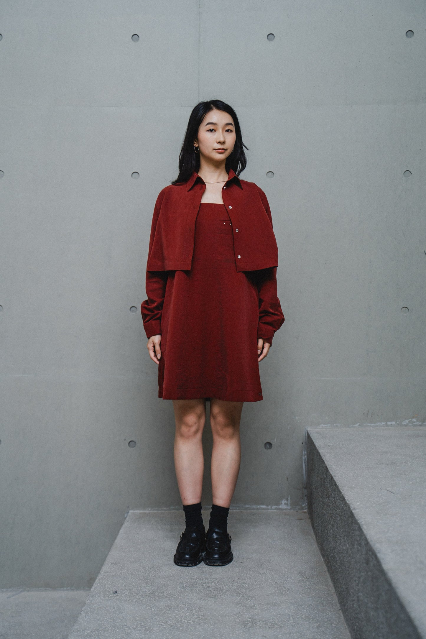 LAYERED TRAPEZE SHIRT DRESS