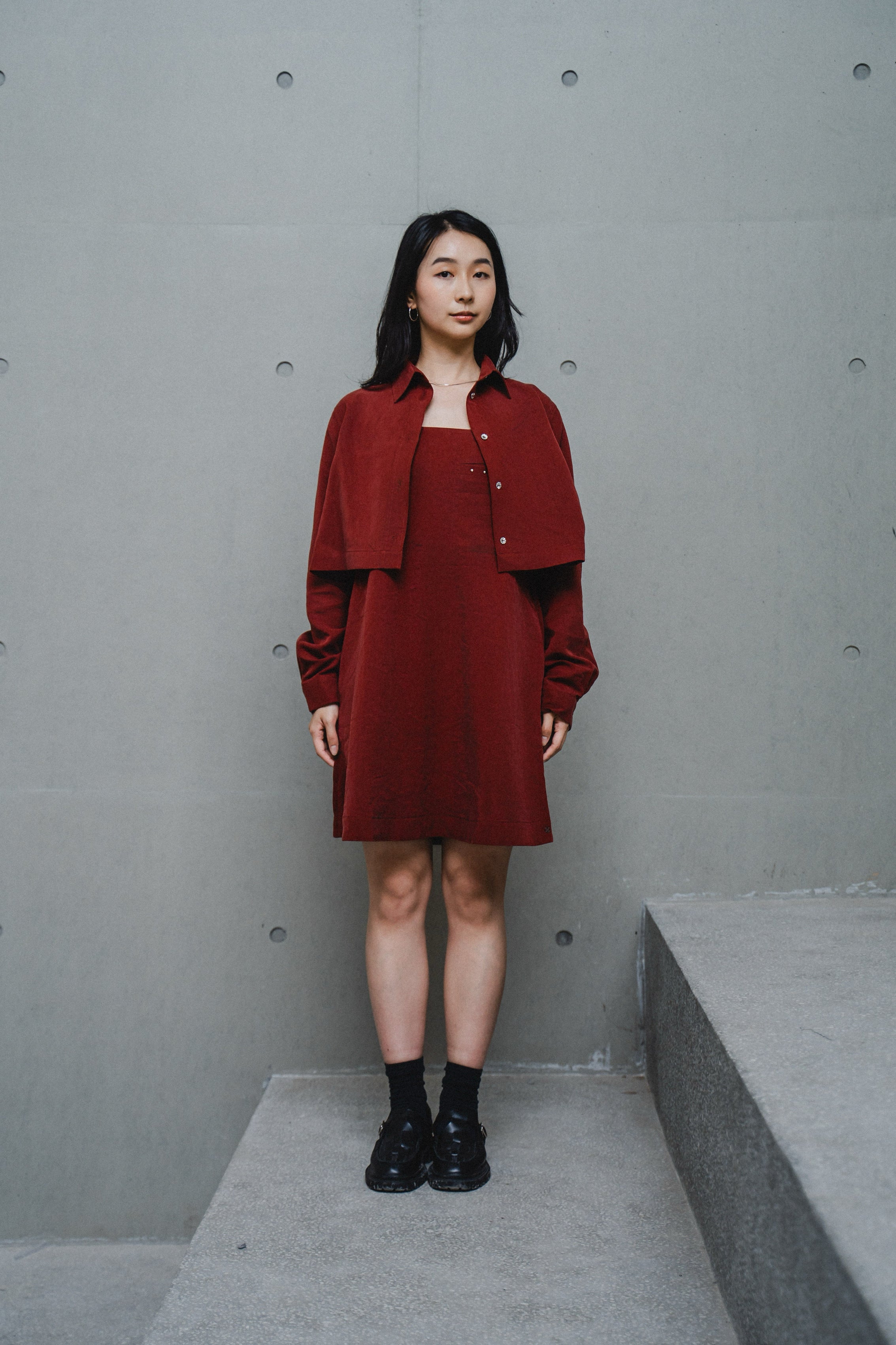 LAYERED TRAPEZE SHIRT DRESS