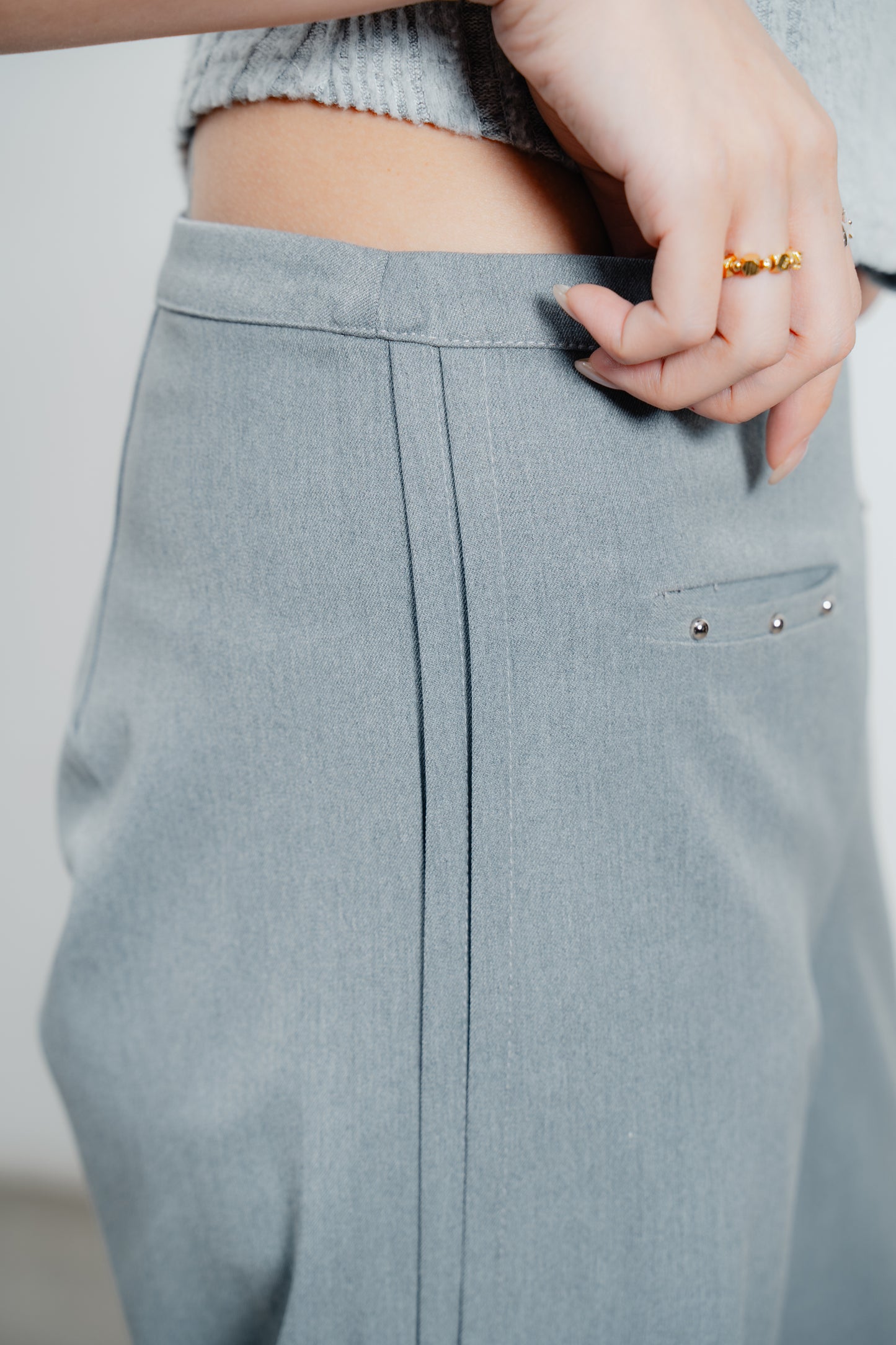 Grey V-Waist Trousers