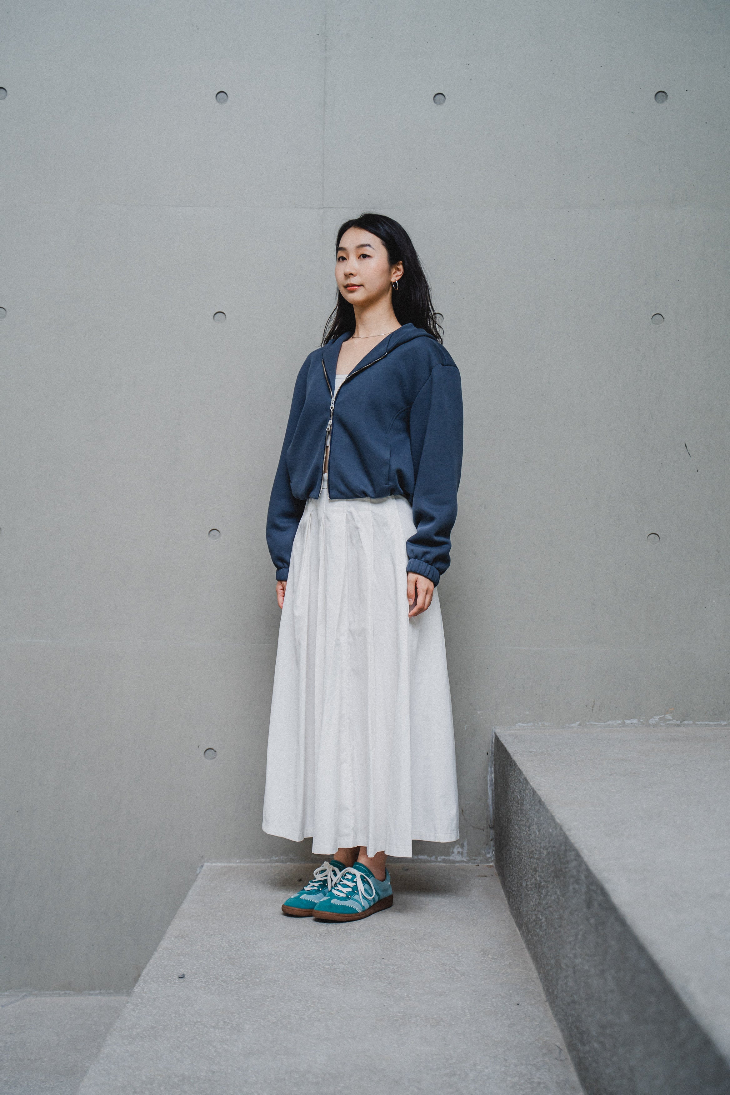 BLUE OVERSIZED HOODED JACKET