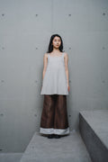 CONTRAST-PANEL CREAM MINI DRESS