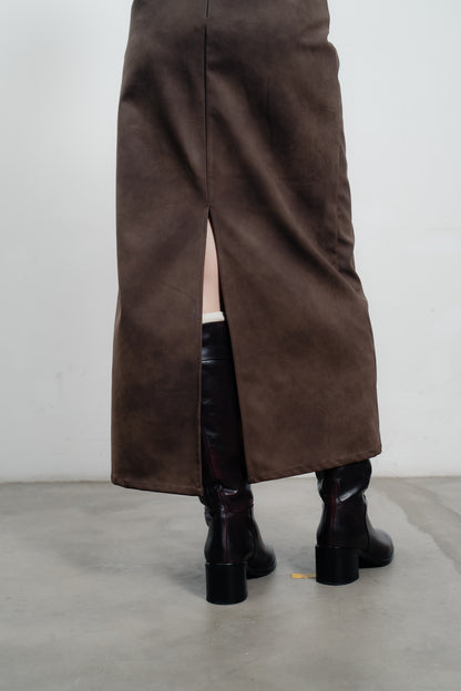 Suede Midi Skirt