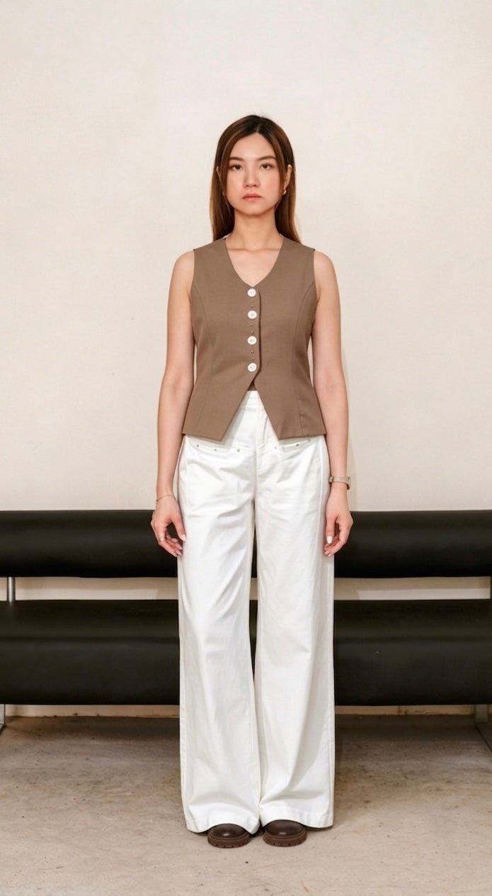 Khaki -open back Vest